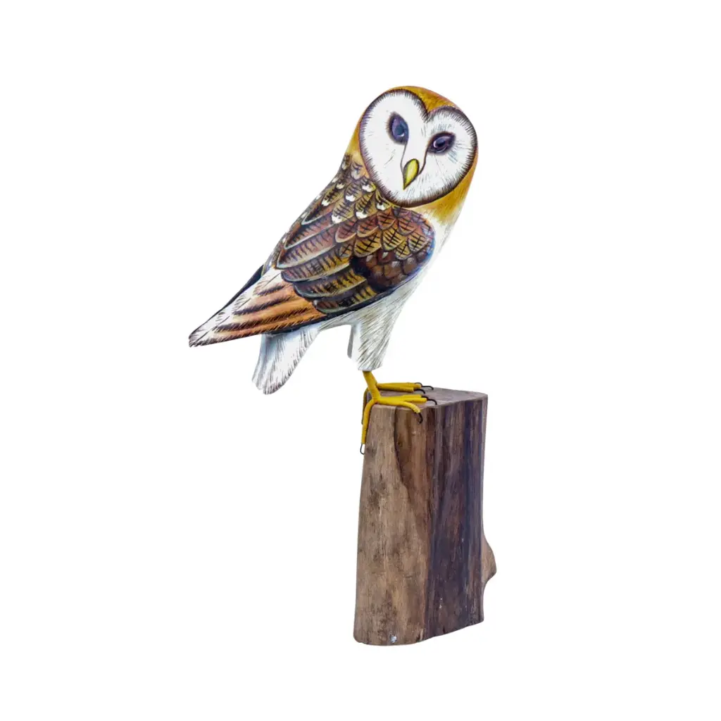 [OWLBAW20] Chouette Effraie - Brun & Blanc - 30 x 16 x 10 cm