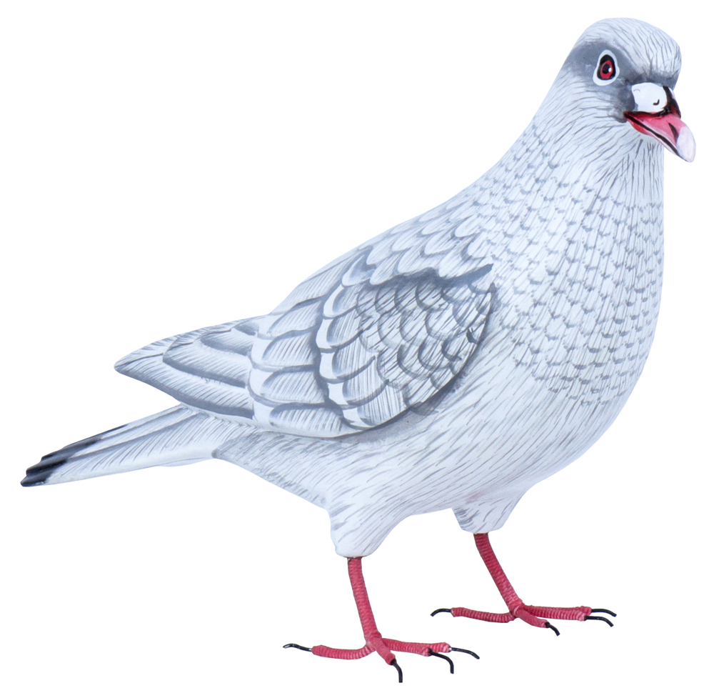 [DOVEW18] Colombe - Blanc & Gris - 18 x 27 x 10 cm