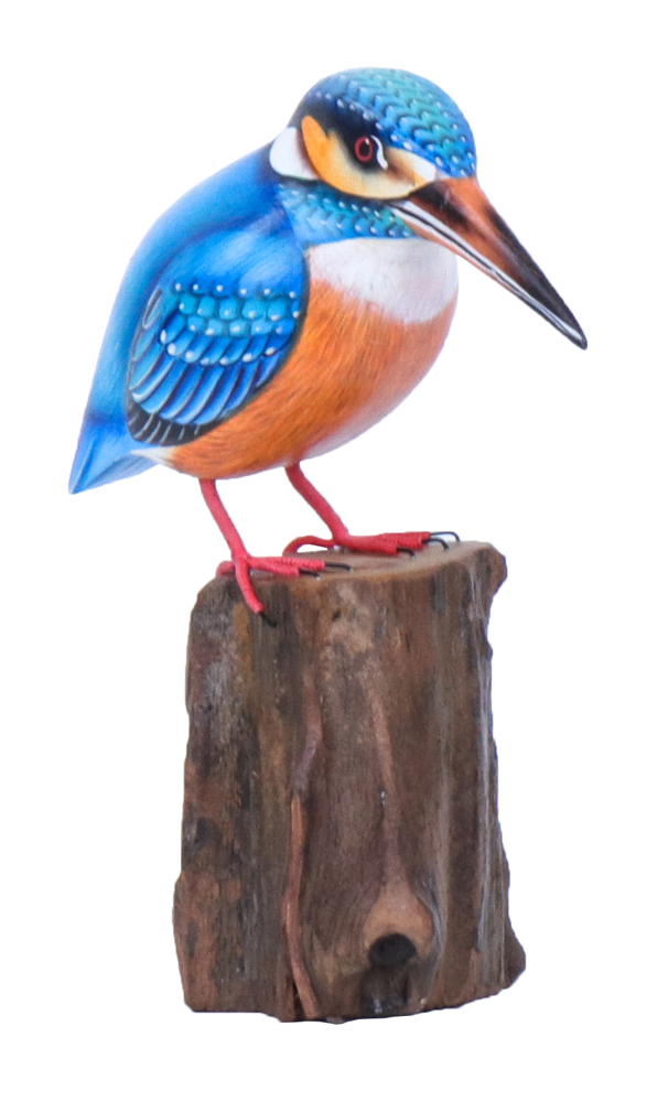 [KINGFISHSTW17] Martin-Pêcheur sur Socle - Bleu, Orange & Blanc - 17 x 14 x 8 cm