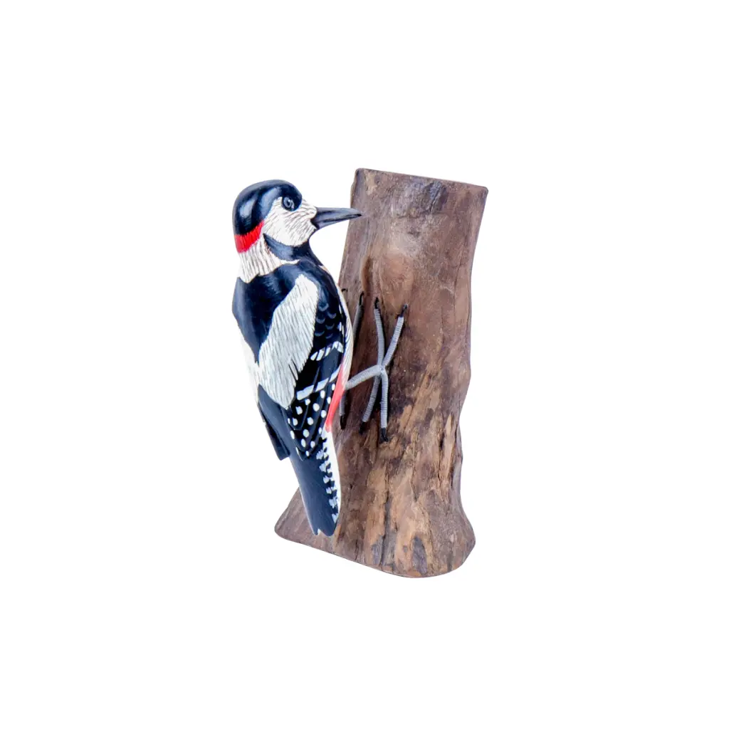 [WOODPSPOTW18] Pic Épeiche - Blanc, Noir & Rouge - 18 x 15 x 5 cm