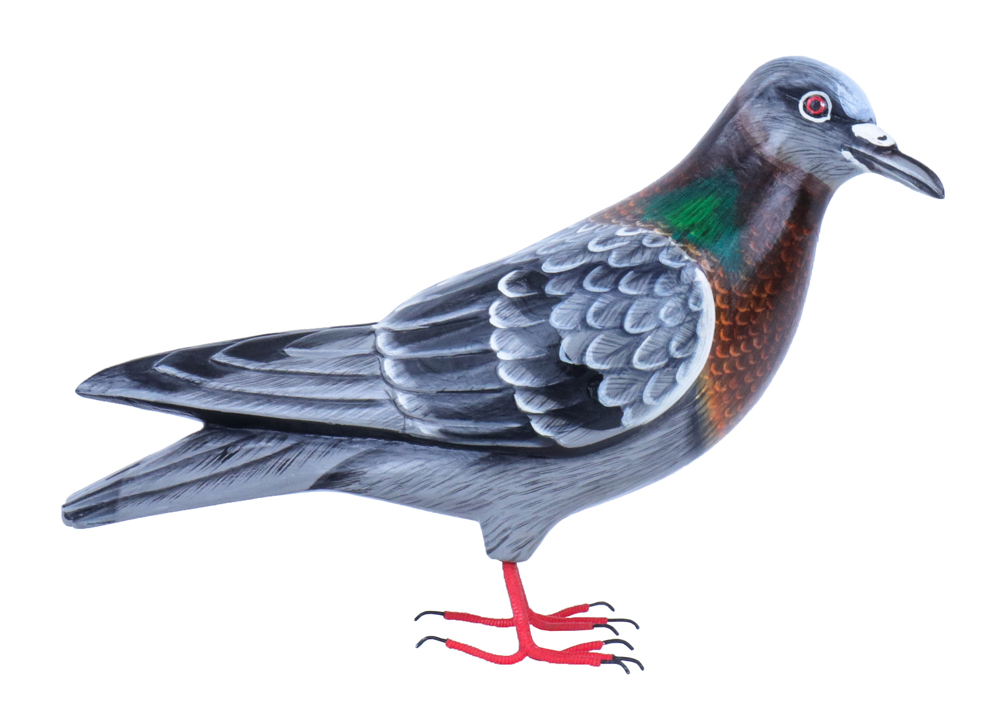 [PIGEONW18] Pigeon - Gris, Brun & Vert - 18 x 27 x 10 cm
