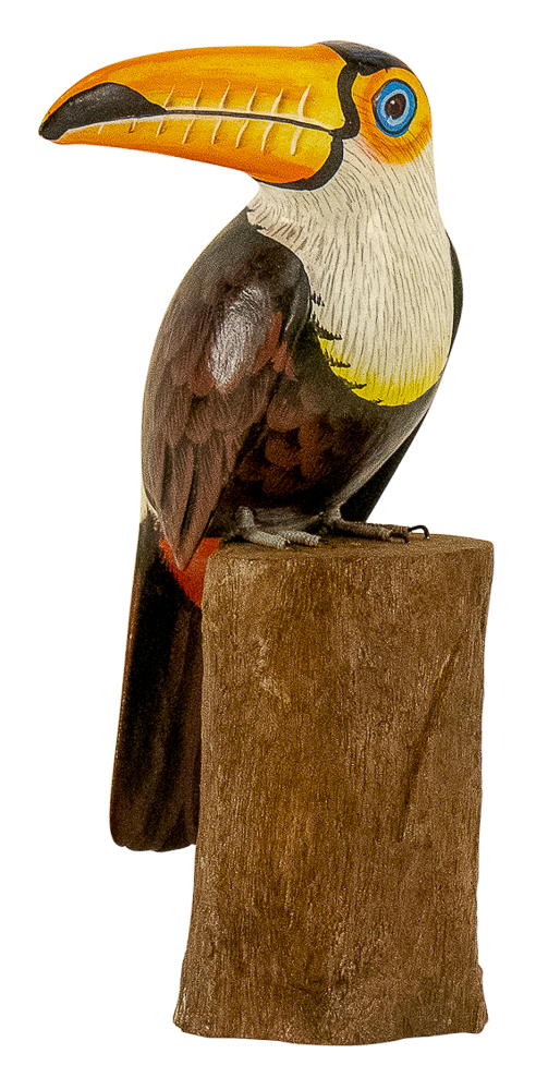 [TOUCW25] Toucan - Brun, Blanc & Orange - 25 x 10 x 14 cm
