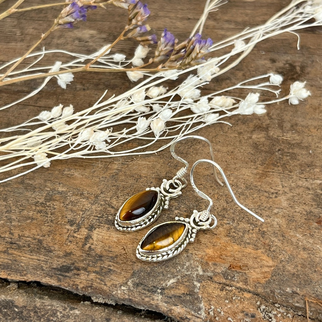 [BOAR-1938] Boucles d'oreilles Argent 925 - Œil de Tigre [1938]