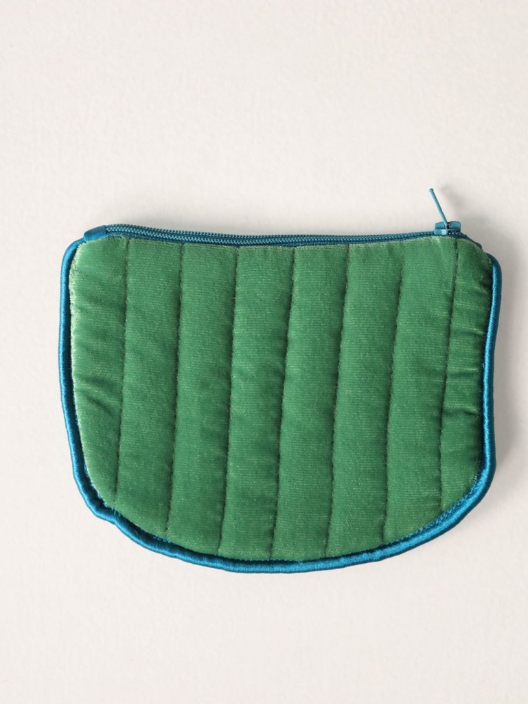 [MUJA-7010-AC-7] Petite Pochette à Bijoux - Velour Jade & Satin Indigo - Muja Juma