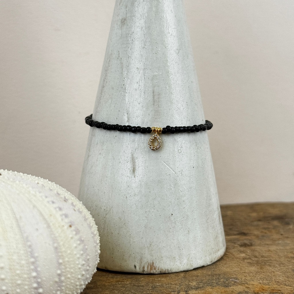 [GAR-NASH-BR-D] Bracelet 'Nash' - Acier & laiton doré 2µ - Noir - By Garance