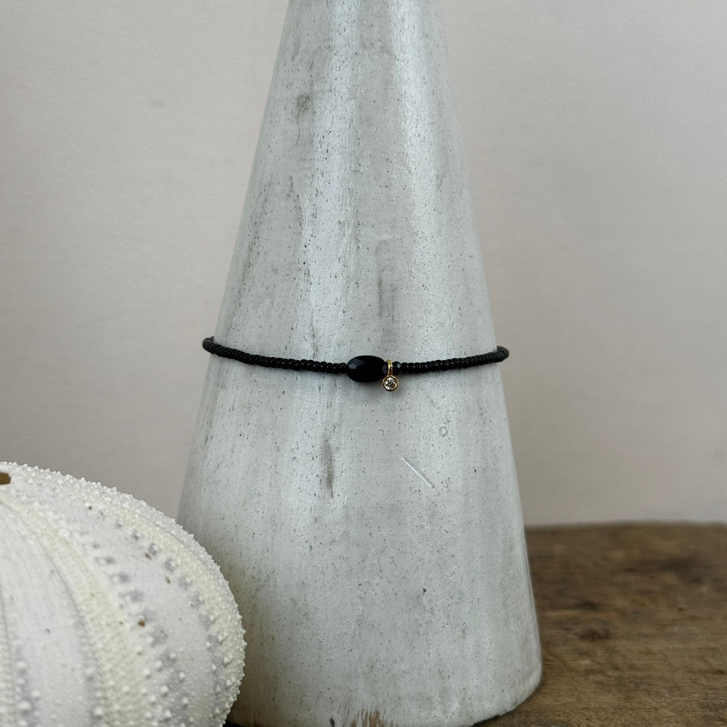 [GAR-NASH-BR-F] Bracelet 'Nash' - Acier & laiton doré 2µ - Noir - By Garance