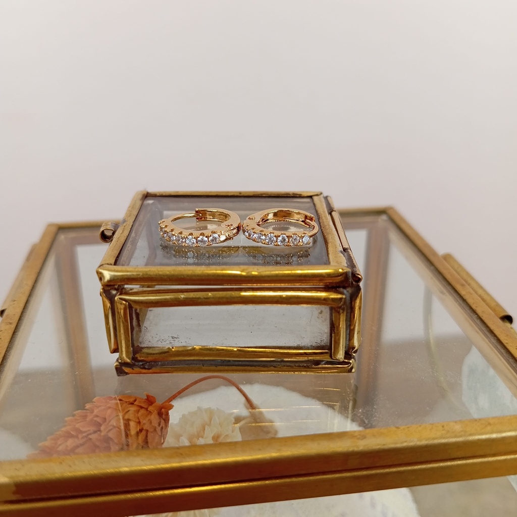 [GAR-SILA-BO-TOURMA_VERT-02] Boucles d'oreilles 'Sila' - Laiton doré 2µ - Tourmaline verte - By Garance