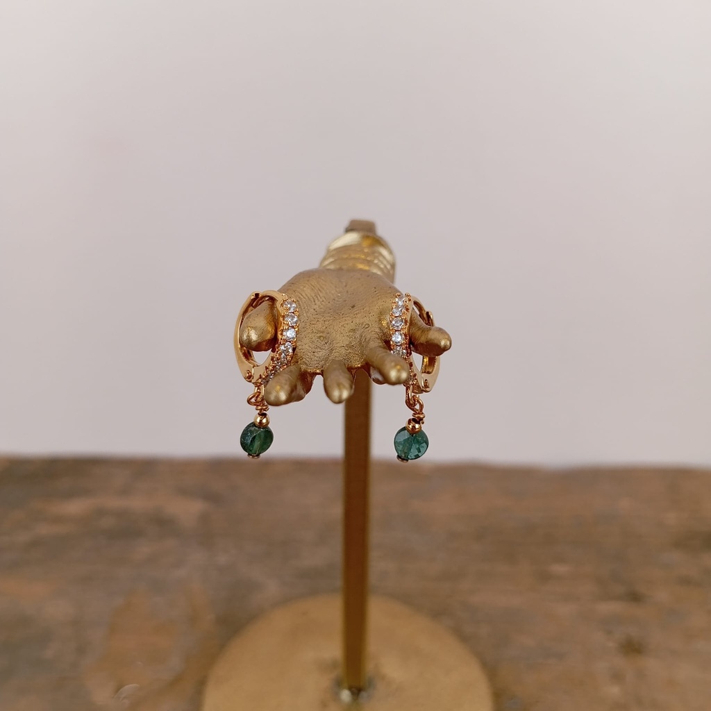 [GAR-SILA-BO-TOURMA_VERT-05] Boucles d'oreilles 'Sila' - Laiton doré 2µ - Tourmaline verte - By Garance