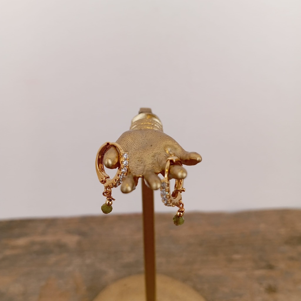 [GAR-SILA-BO-TOURMA_VERT-07] Boucles d'oreilles 'Sila' - Laiton doré 2µ - Tourmaline verte - By Garance