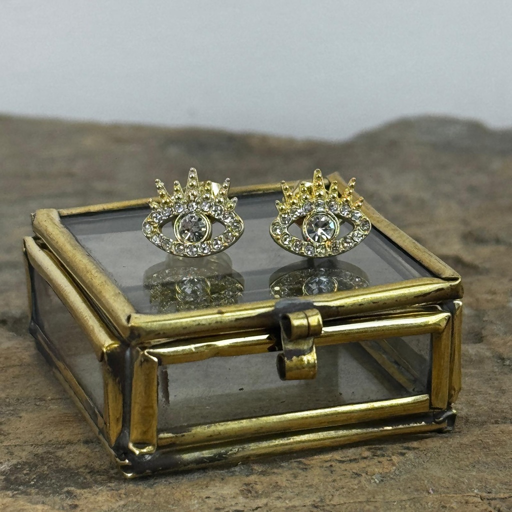 [GAR-TULA-BO-04] Puces d'oreilles 'Tula' - Acier - Cristal - By Garance