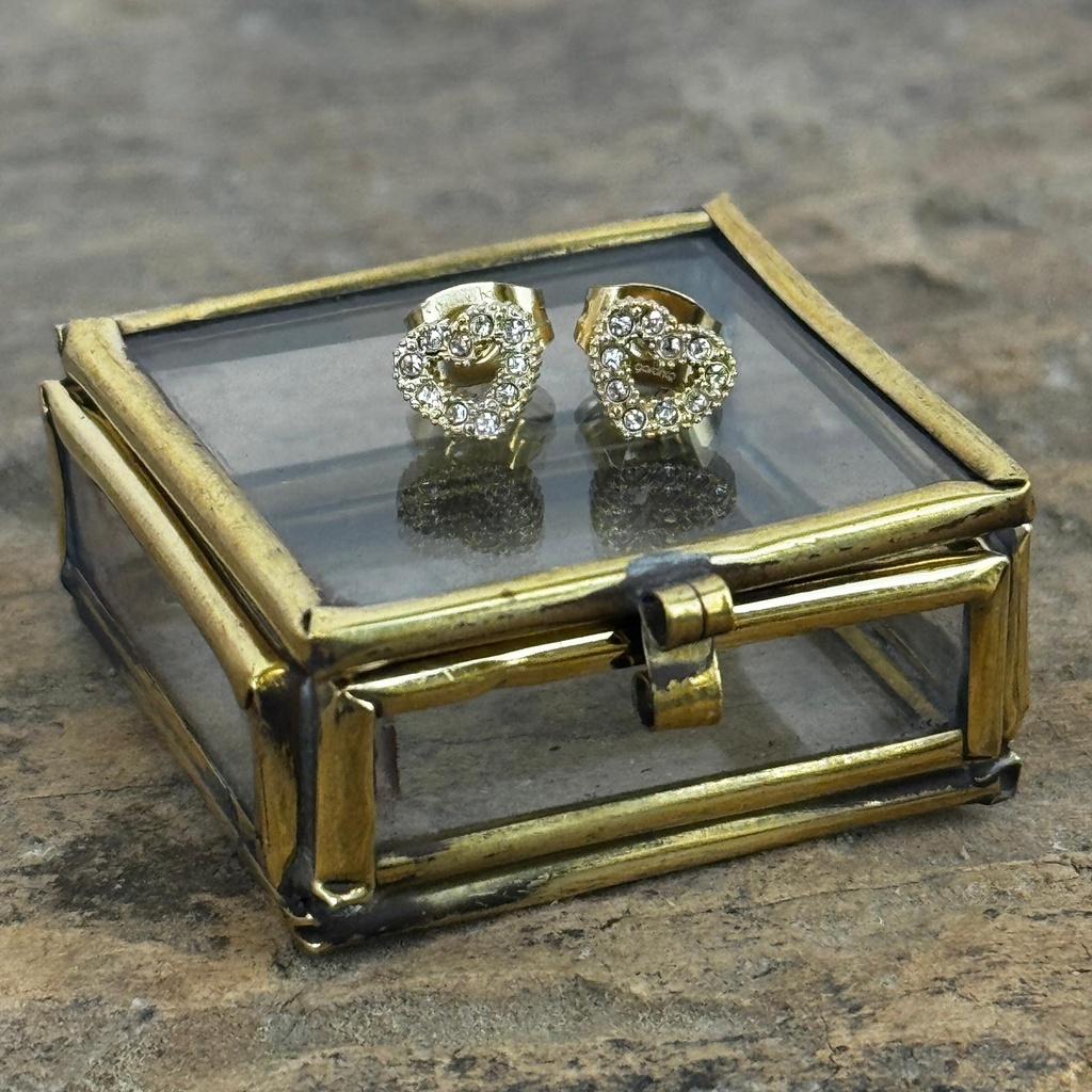 [GAR-TULA-BO-06] Puces d'oreilles 'Tula' - Acier - Cristal - By Garance