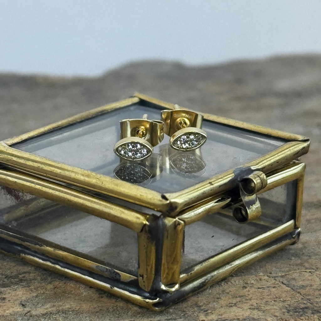 [GAR-TULA-BO-07] Puces d'oreilles 'Tula' - Acier - Cristal - By Garance