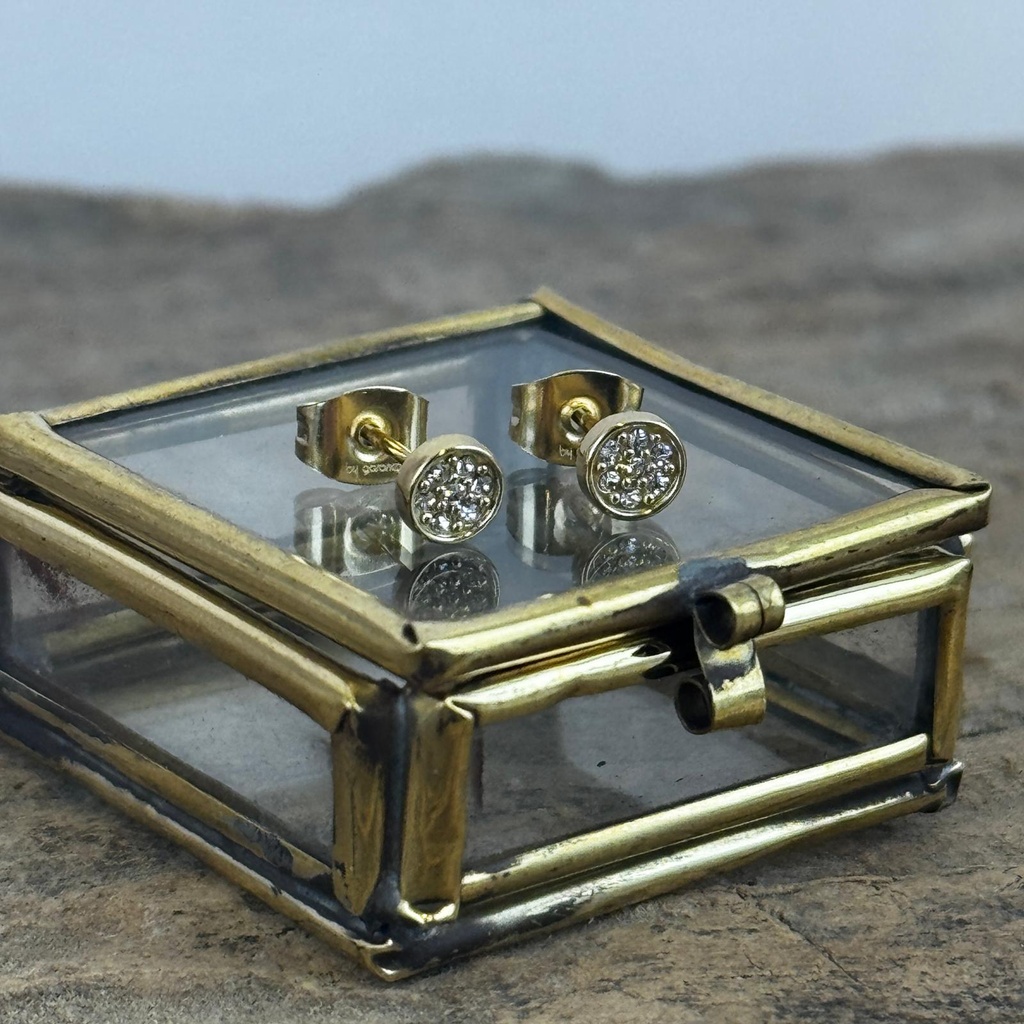 [GAR-TULA-BO-09] Puces d'oreilles 'Tula' - Acier - Cristal - By Garance