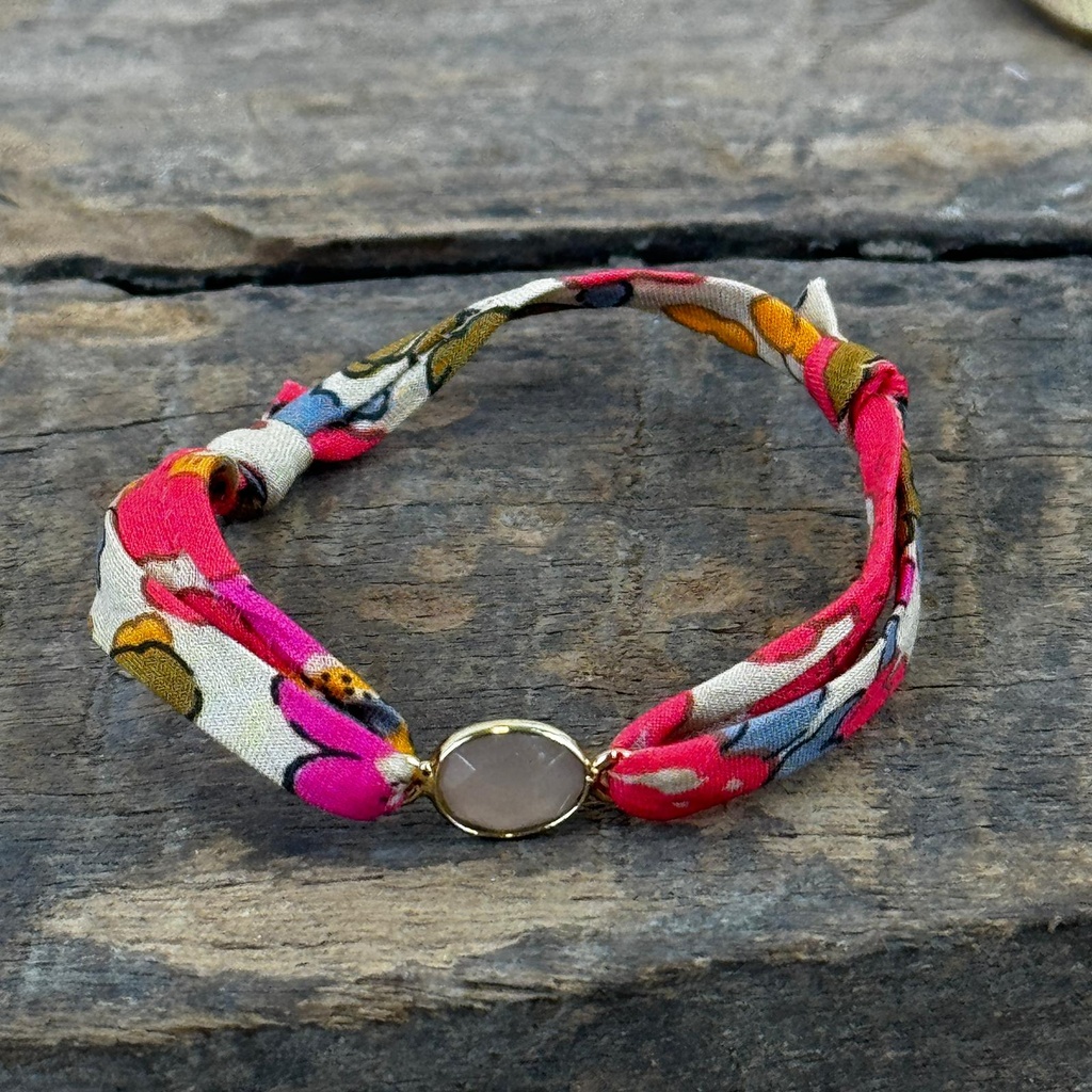 [GAR-YSEE-BR-PECHE] Bracelet 'Ysee' - Laiton doré 2µ - Pêche - By Garance