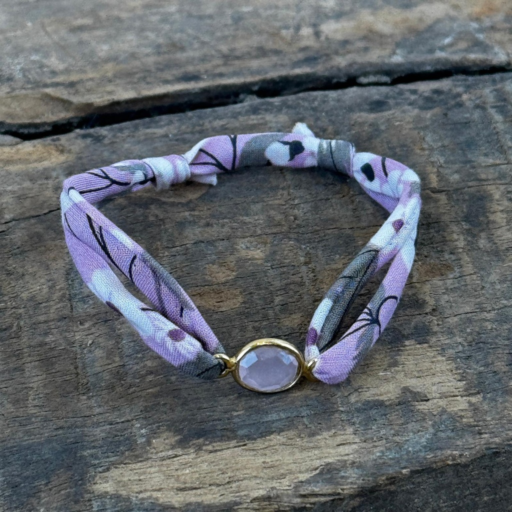 [GAR-YSEE-BR-ROSE] Bracelet 'Ysee' - Laiton doré 2µ - Rose - By Garance