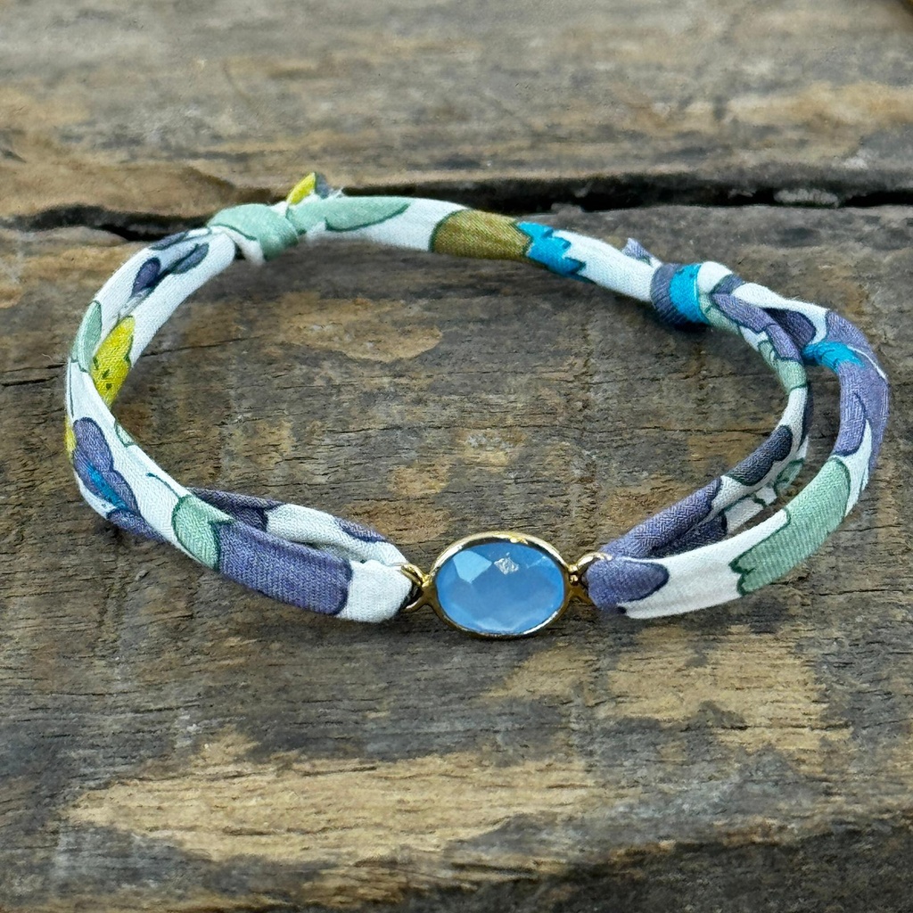 [GAR-YSEE-BR-BLEU] Bracelet 'Ysee' - Laiton doré 2µ - Bleu - By Garance
