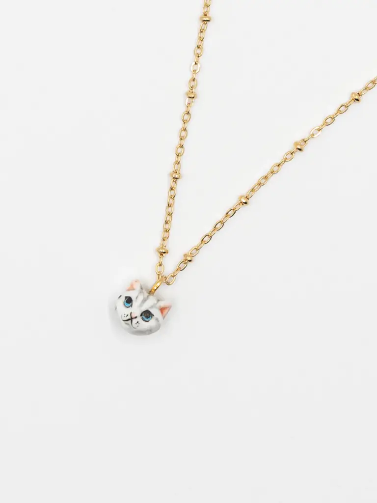 [NACH-U237] Collier 'Tête de Chat Gris Tigré' - Nach