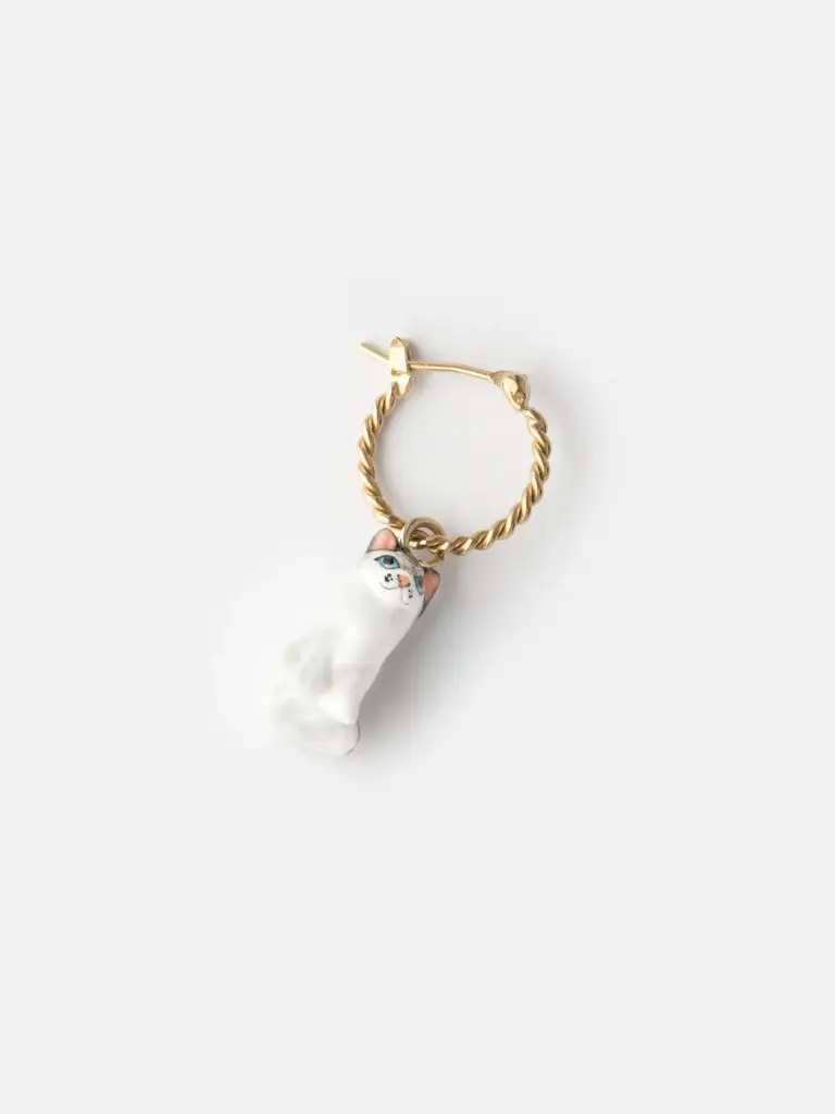 [NACH-J993] Boucle d'oreille créole 'Chat Ragdoll' - Vendue individuellement - Nach