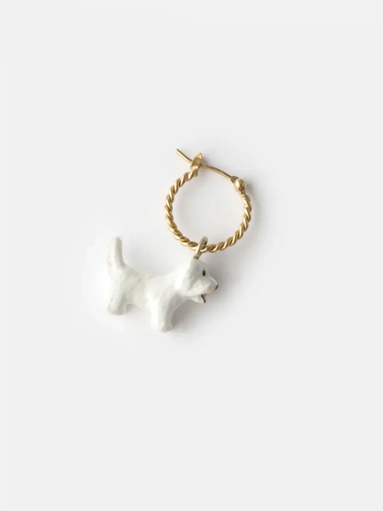 [NACH-J996] Boucle d'oreille créole 'Coton de Tuléar' - Vendue individuellement - Nach