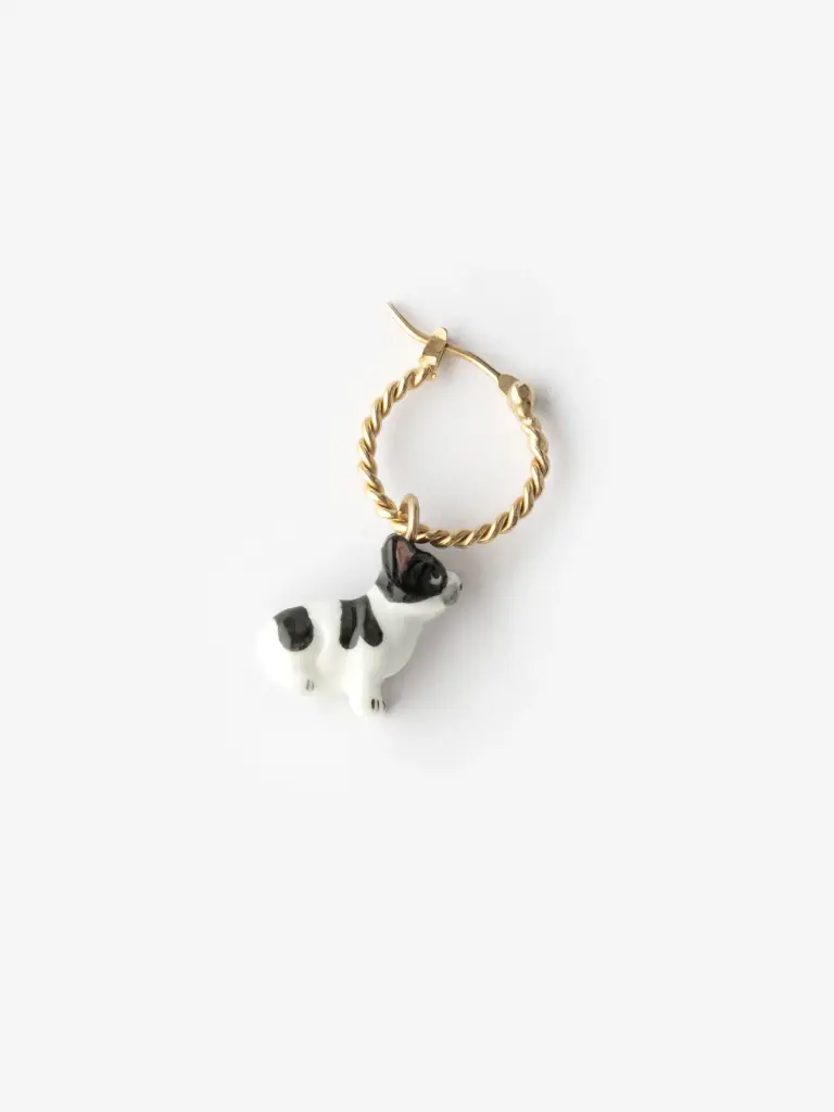 [NACH-J1002] Boucle d'oreille créole 'Bouledogue Français' - Vendue individuellement - Nach