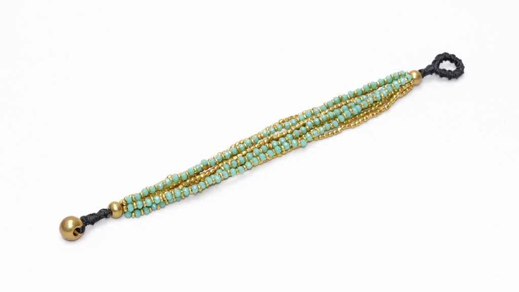 [NATA-BCD120] Bracelet 'Celeste' - Laiton & Perles de Verre Facettées - Turquoise - Nataraj