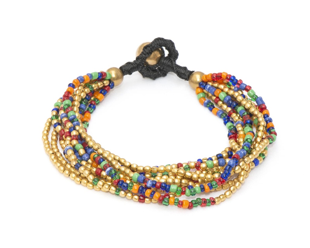 [NATA-BCD178] Bracelet 'Miro' - Laiton & Perles en Céramique - Multicolore - Nataraj