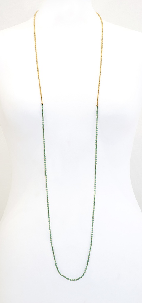 [NATA-CCD143] Sautoir 'Tigris' - Laiton & Perles de Verre Facettées - Turquoise - Nataraj