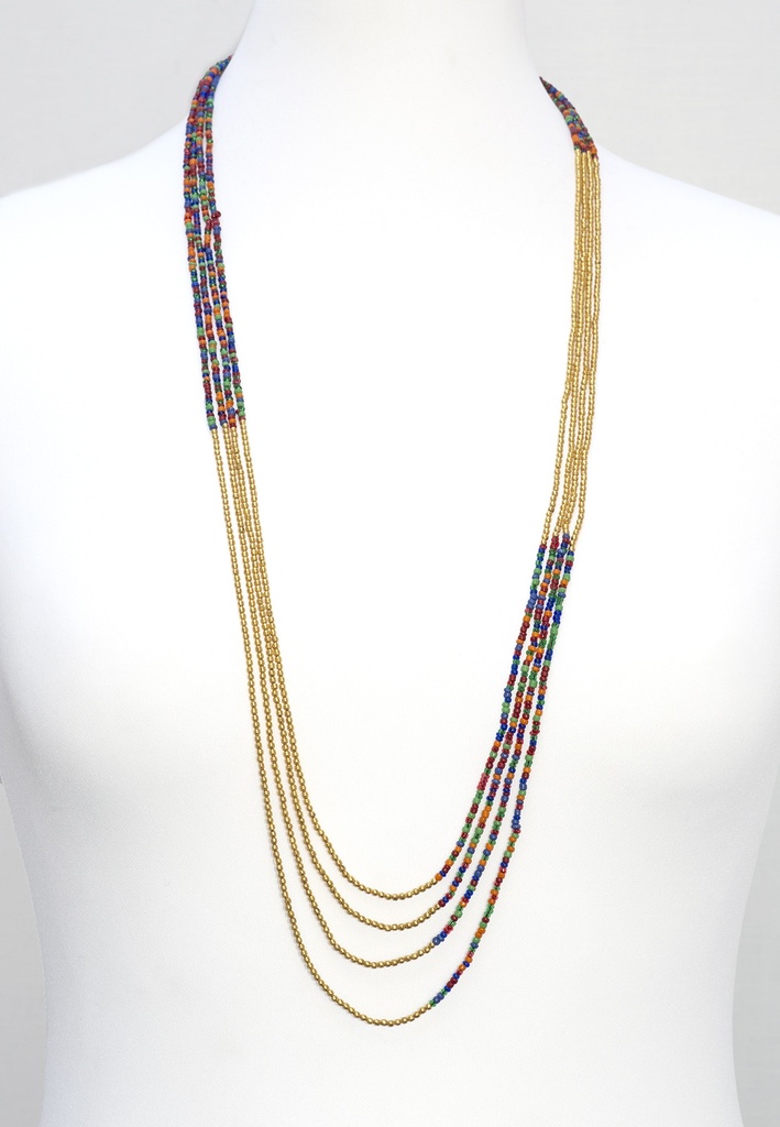 [NATA-CCD328] Sautoir 'Miro' - Laiton & Perles en Céramique - Multicolore - Nataraj