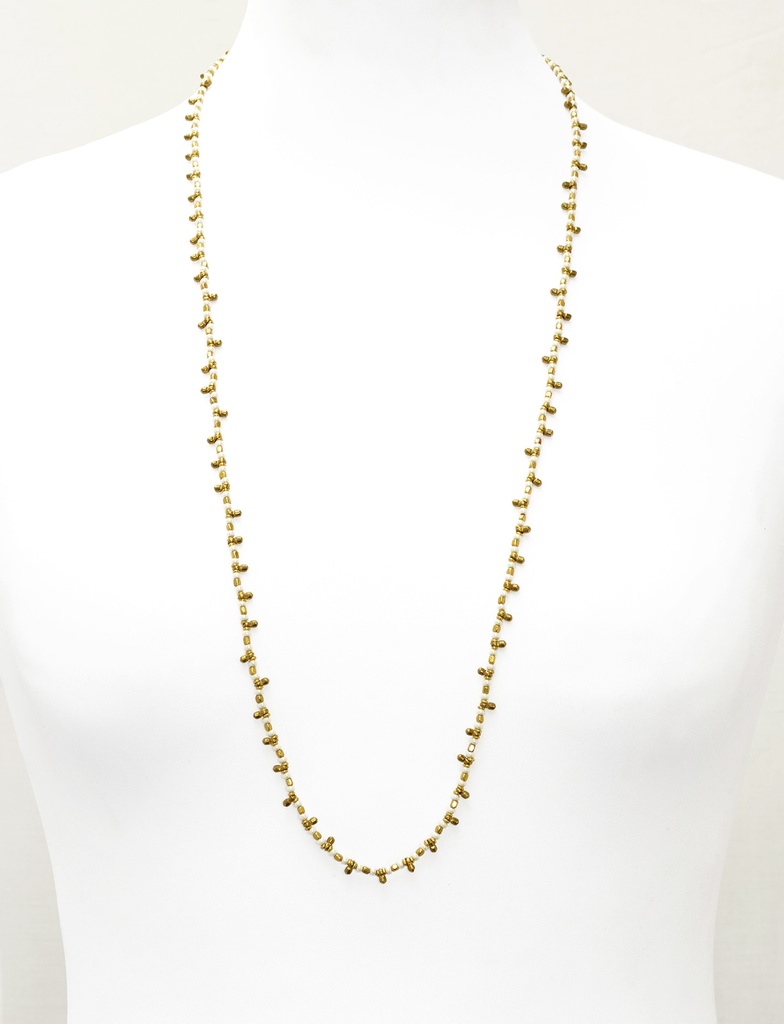 [NATA-CCD462] Sautoir 'Tara' - Laiton & Perles en Céramique - Blanc - Nataraj