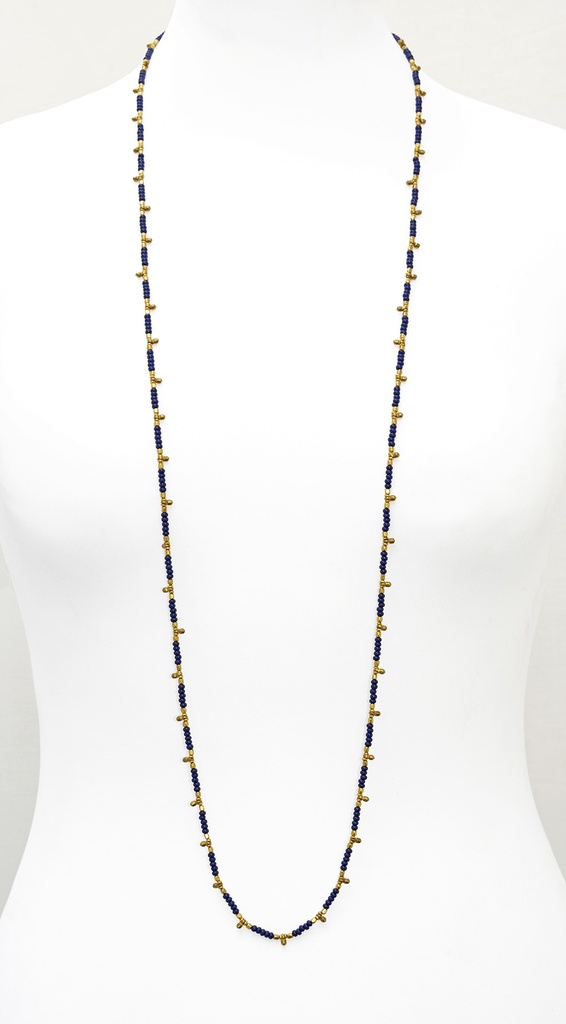 [NATA-CCD476] Sautoir 'Tara' - Laiton & Perles en Céramique - Bleu - Nataraj