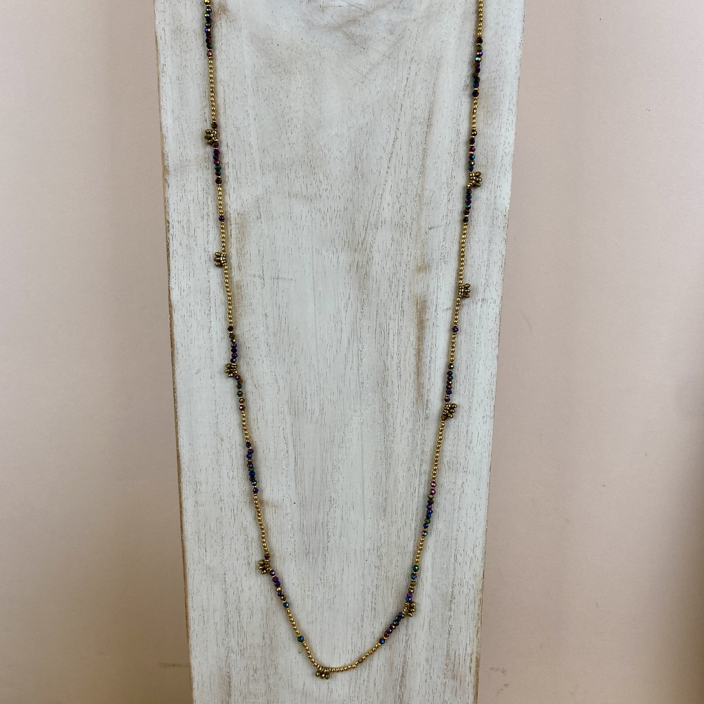 [NATA-CCD495] Sautoir 'Saros' - Laiton & Perles de Verre Facettées - Multicolore - Nataraj