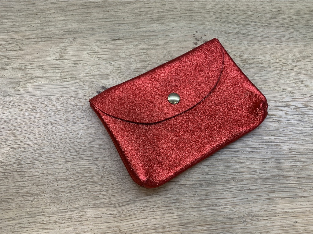[CRAZY-3004-RED] Pochette Cuir Métalisé Rouge