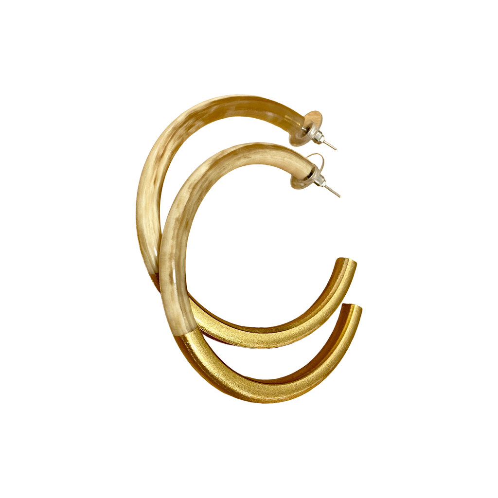 [SOYA-GSE296-BLA_DO] Boucles d'oreilles – Blanc & Doré – Soyang