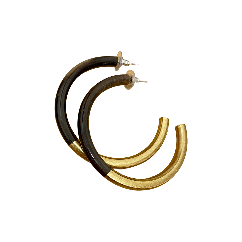 [SOYA-GSE296-MARR_DO] Boucles d'oreilles – Marron & Doré – Soyang