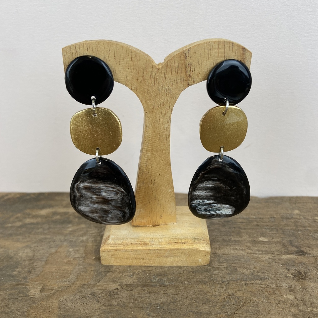 [SOYA-GSE41-MARB_DO] Boucles d'oreilles à clips – Marbré & Doré – Soyang
