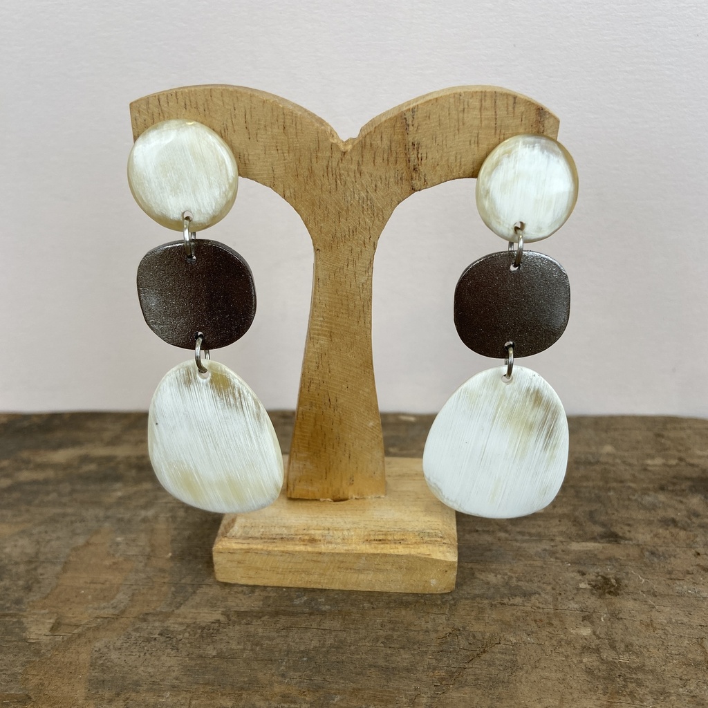 [SOYA-GSE41-BLA_ARG] Boucles d'oreilles à clips – Blanc & Argenté – Soyang