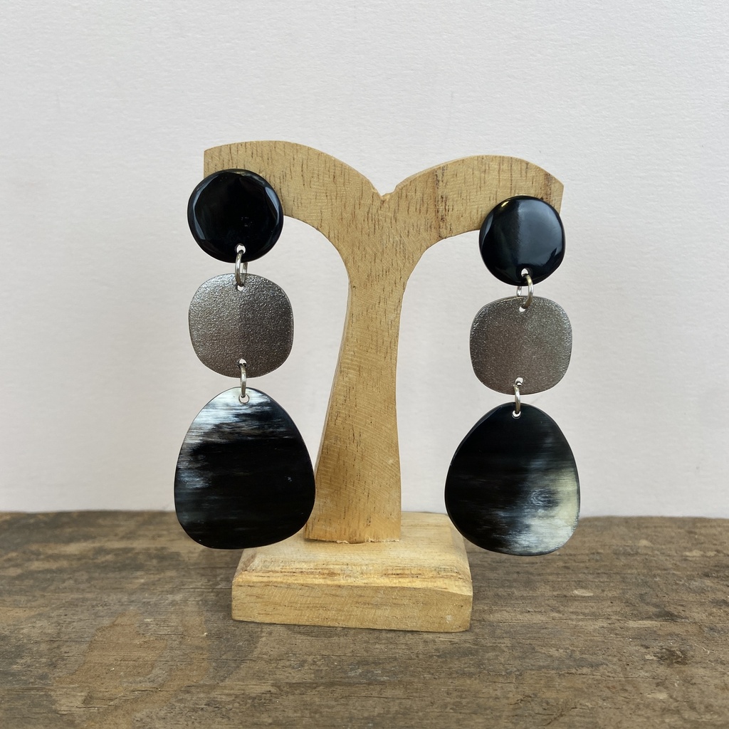[SOYA-GSE41-MARB_ARG] Boucles d'oreilles à clips – Marbré & Argenté – Soyang