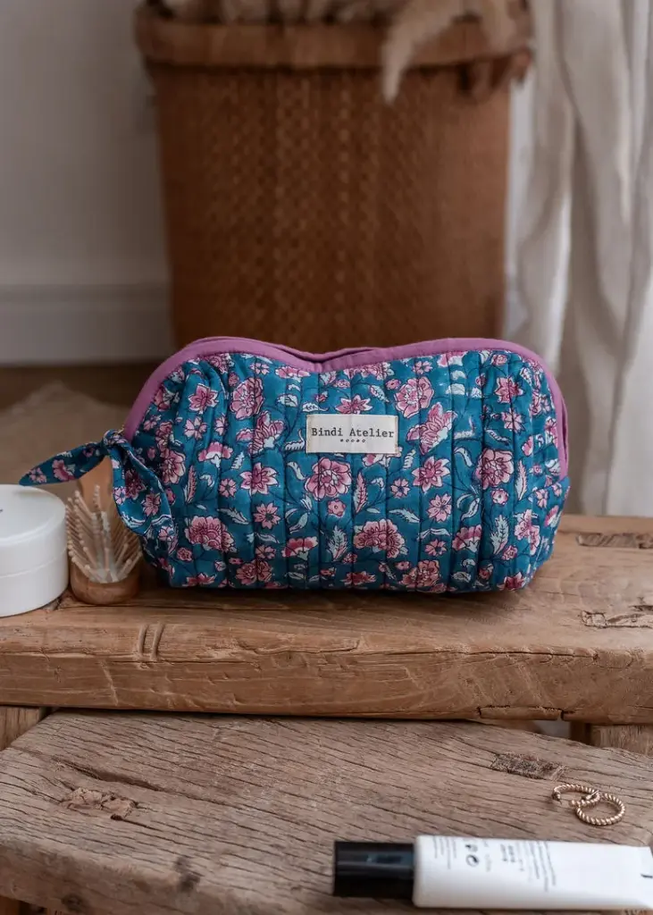 [BIND-TM_EDE_AQU] Trousse de maquillage 'Edel Aqua' – Bindi Atelier