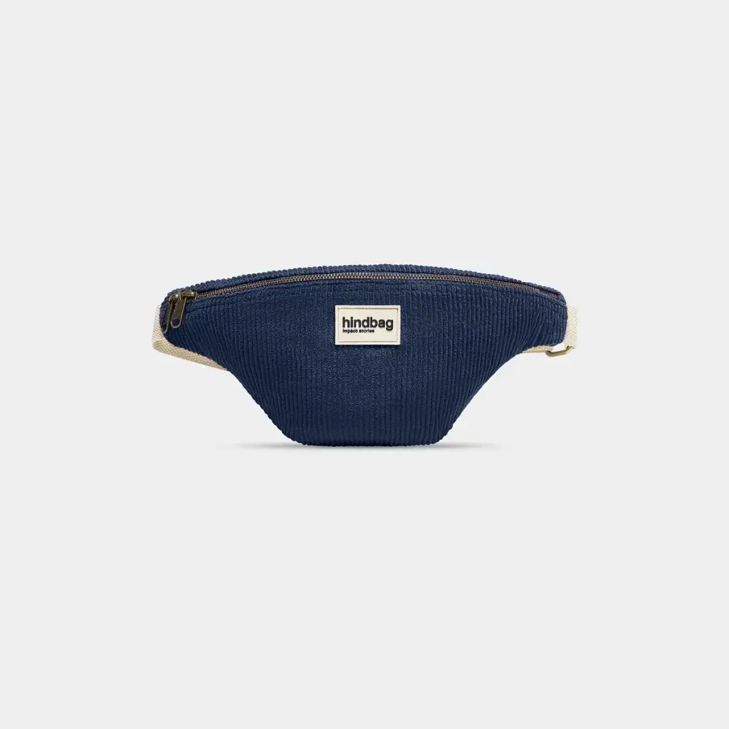 [HIND-7HINDOLI_VEL_BM] Sac banane 'Olivia' – Velours marine – Hindbag