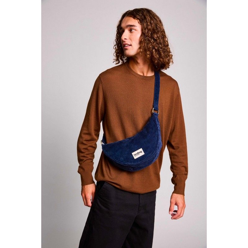 [HIND-7HINDANDR_VEL_BM] Sac banane 'Andrea' – Velours marine – Hindbag