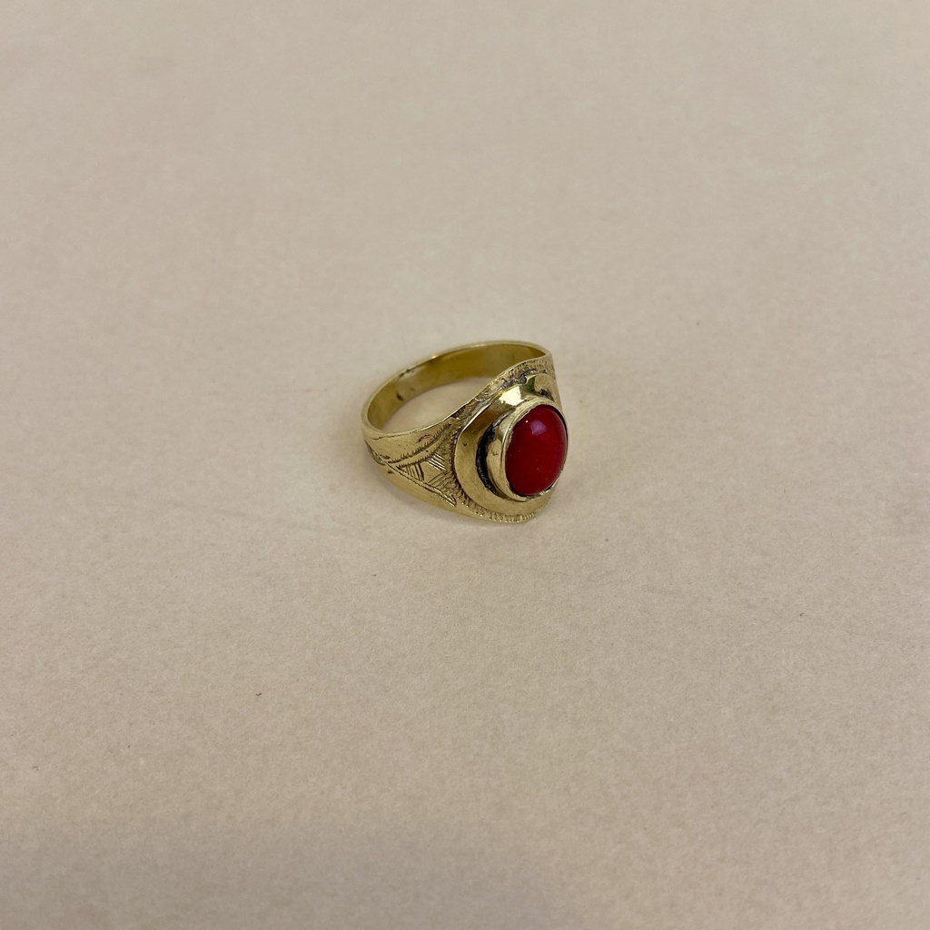[BADO-0024-60] Bague – Corail – Laiton doré [0024]