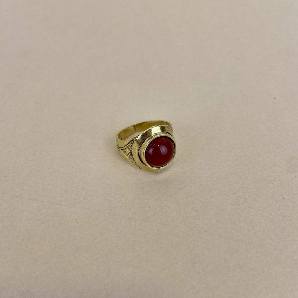 [BADO-0026-61] Bague – Cornaline – Laiton doré [0026]