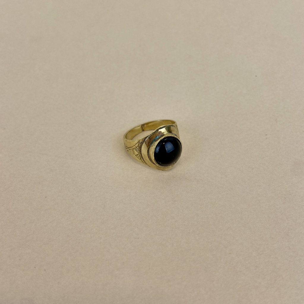 [BADO-0031-63] Bague – Onyx – Laiton doré [0031]