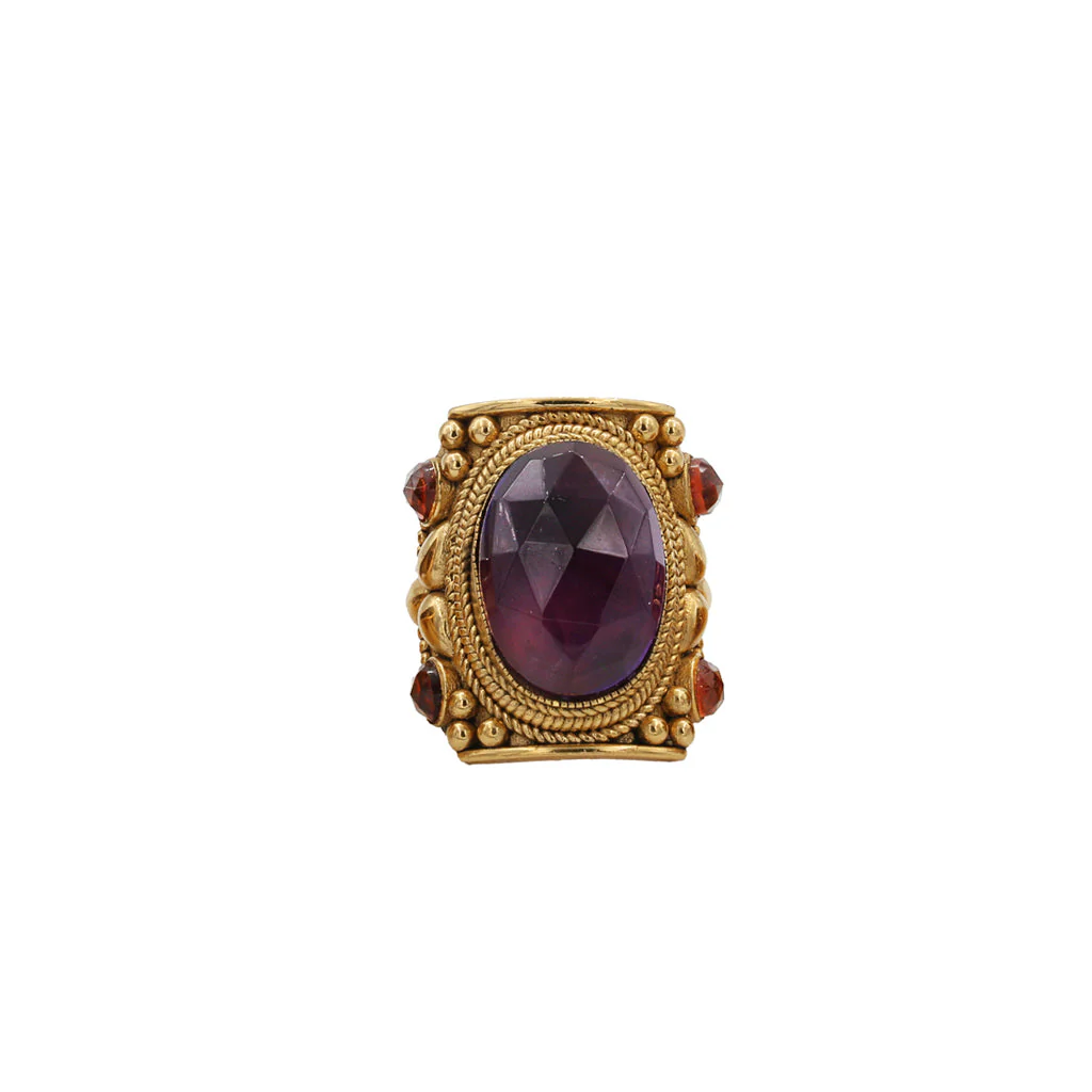 [LA2L-JASMINE-0267-53] Bague 'Jasmine' – Améthyste & hessonite – LA2L