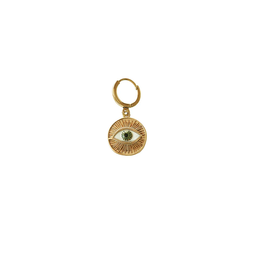 [LA2L-SACHA-0272] Boucle d'oreille mini créole 'Sacha' – À l'unité – Médaille œil – LA2L