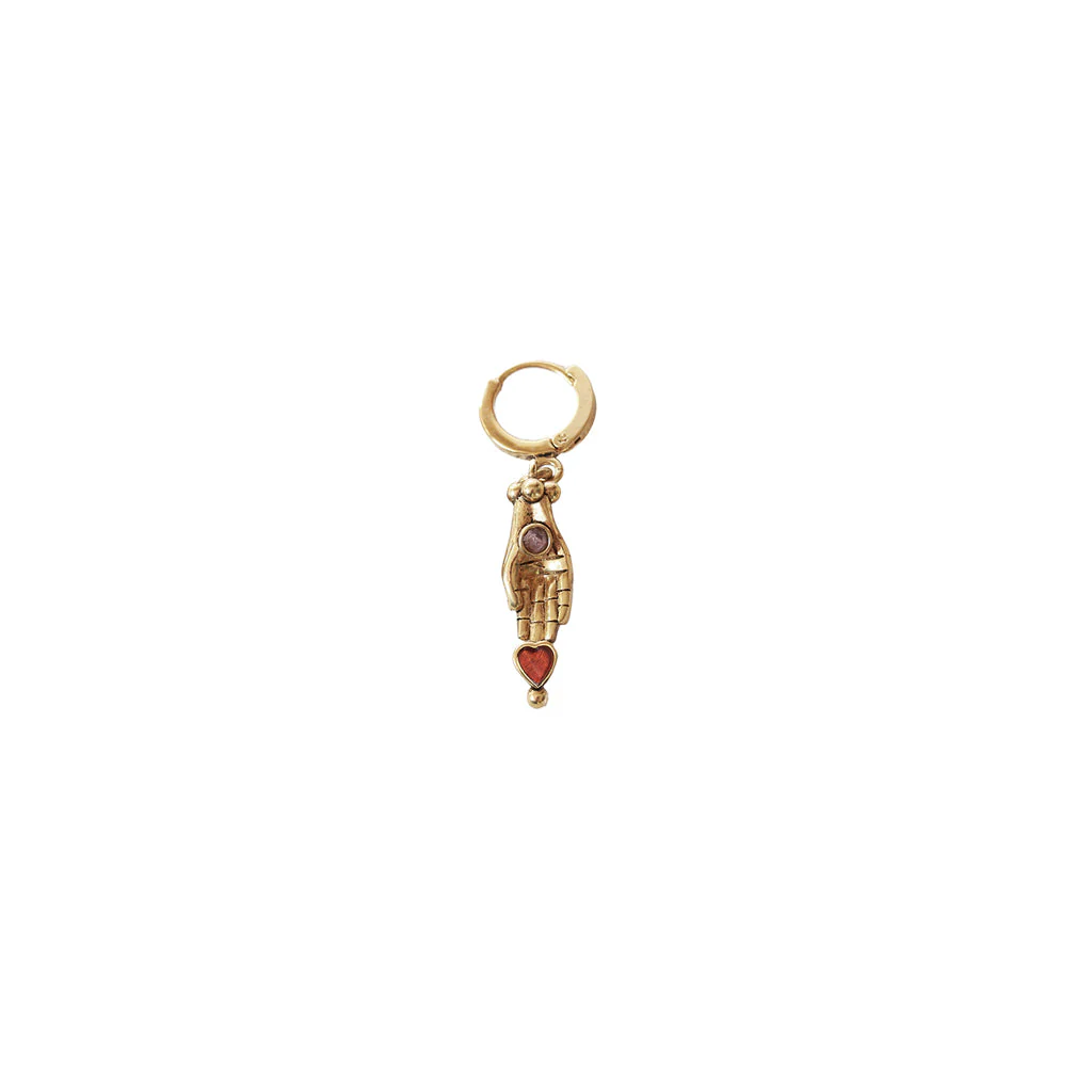 [LA2L-SACHA-0274] Boucle d'oreille mini créole 'Sacha' – À l'unité – Main & cœur rose – LA2L