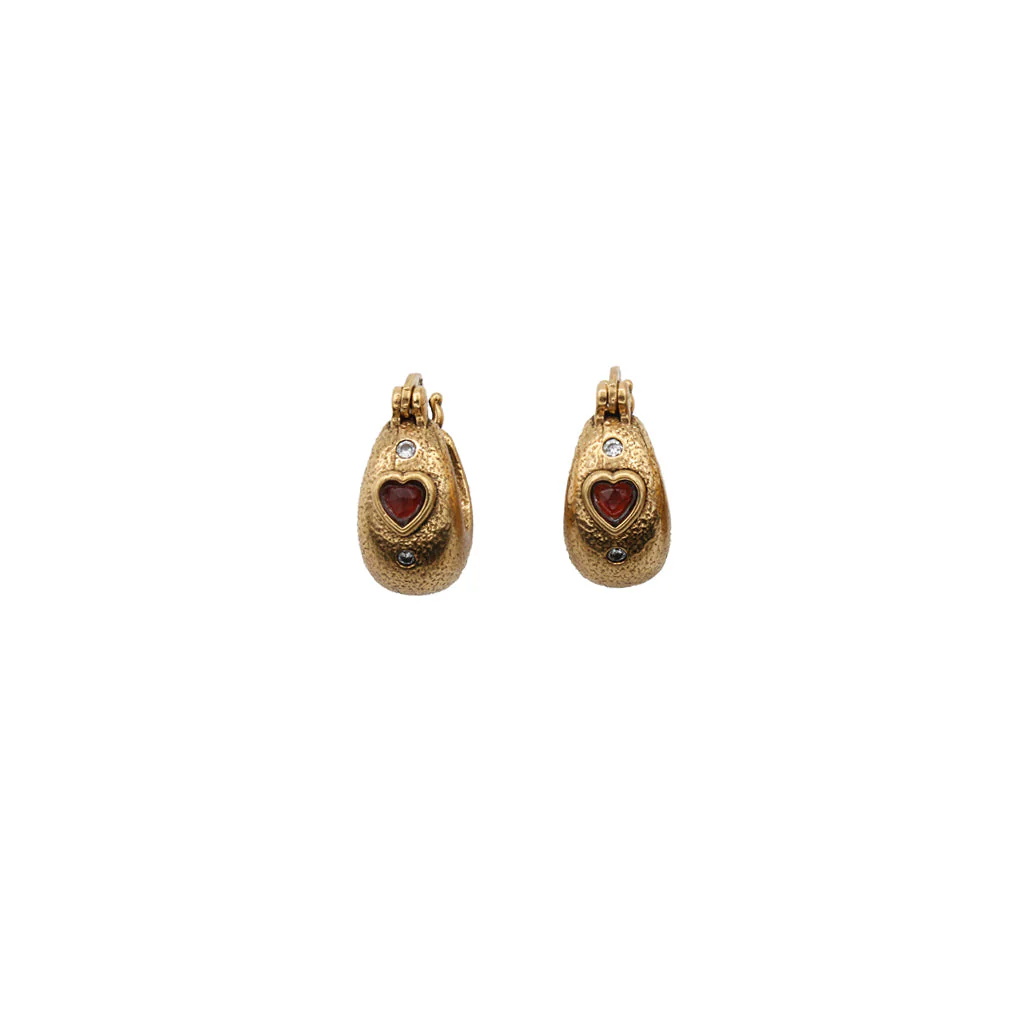 [LA2L-SACHA-0276] Boucles d'oreilles mini créoles 'Sacha' – Hessonite – Cœur – LA2L