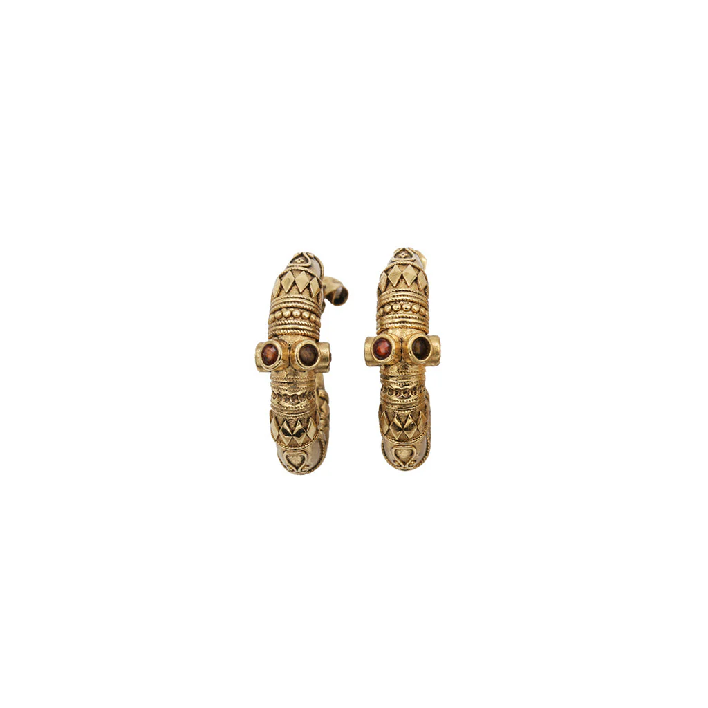 [LA2L-JASMINE-0284] Boucles d'oreilles créoles 'Jasmine' – Hessonite & cornaline – LA2L