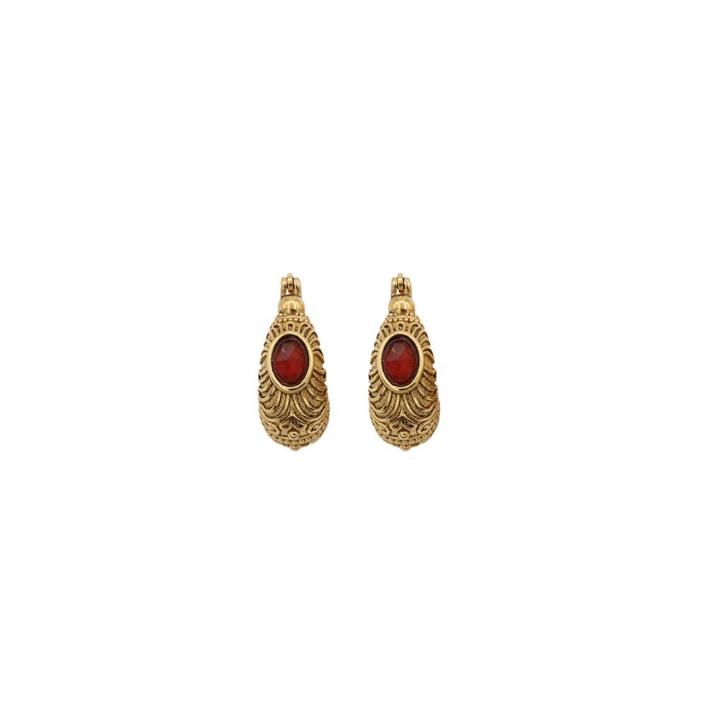[LA2L-JASMINE-0285] Boucles d'oreilles créoles 'Jasmine' – Hessonite – Ovale – LA2L