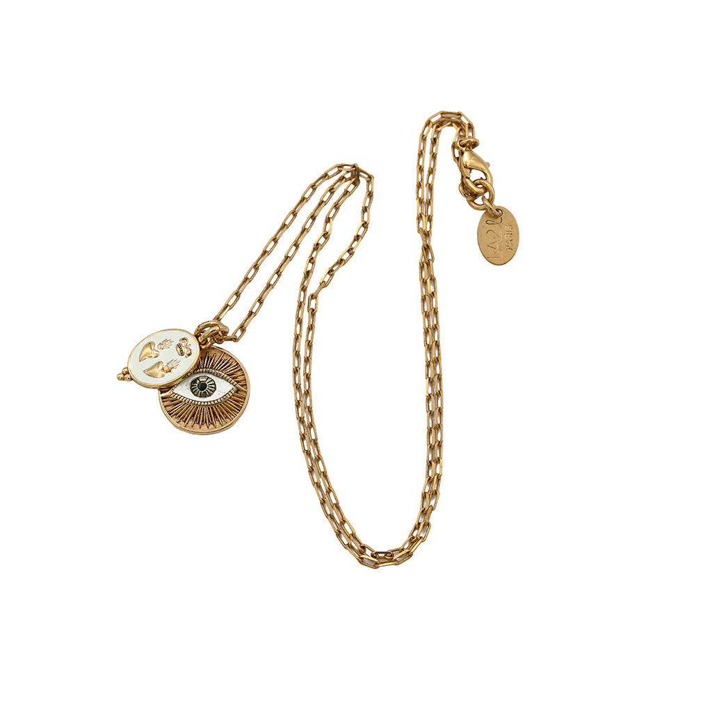 [LA2L-SACHA-0293] Collier 'Sacha' – Œil & double cœur – LA2L